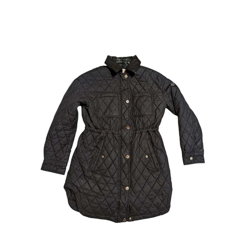 Michael Kors Women's Diamond Quilted Jacket Coat S Black/Gold Tone